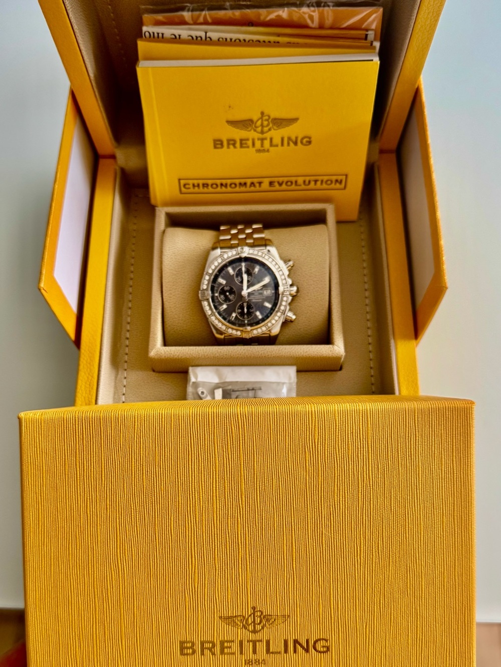 Breitling Chronomat Evo. Silver & Dark Blue Custom Timepiece